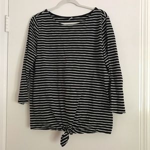 Old Navy Striped 3/4 Length Tee w/ Tie at Front